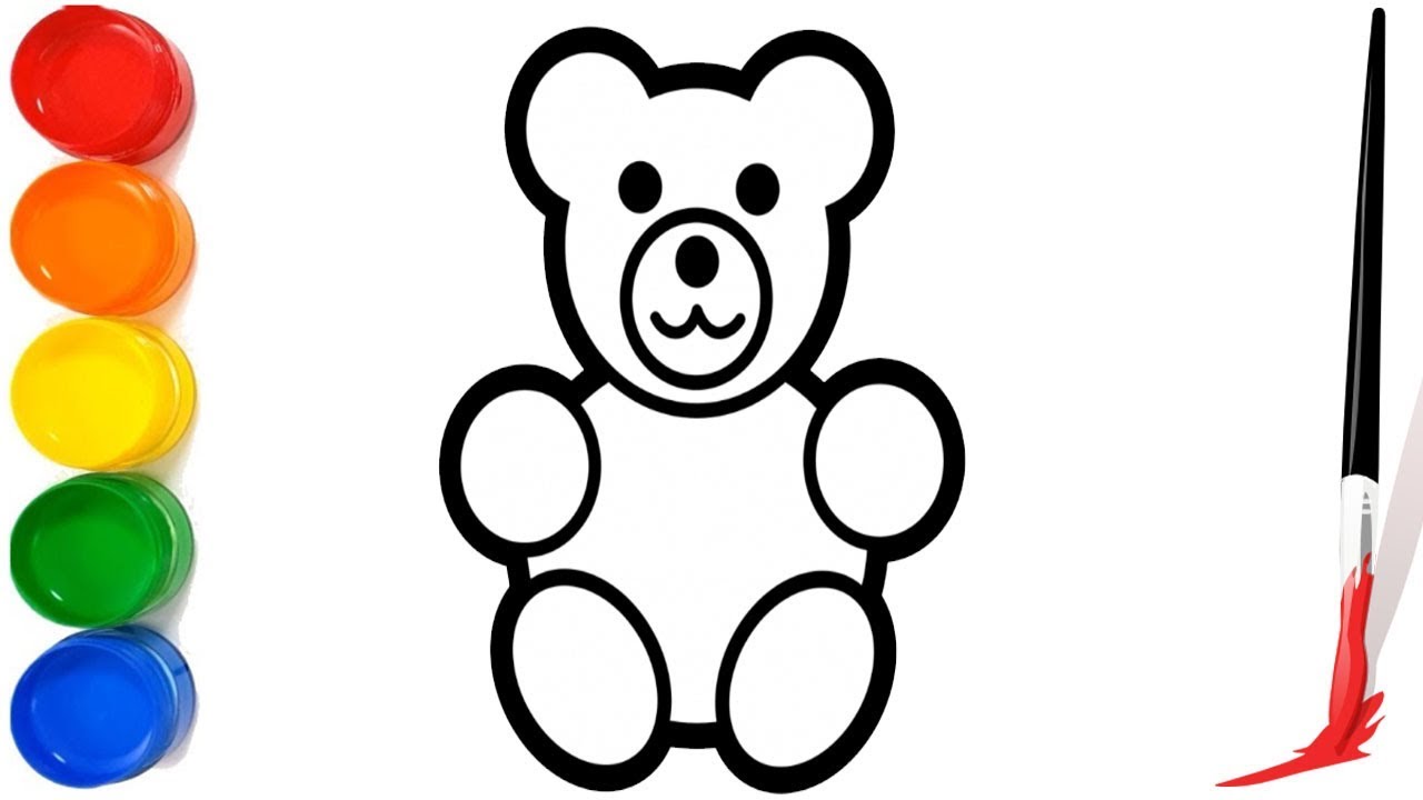 1280x720 Easy Teddy Bear Drawing For Kids How To Drawing And Coloring