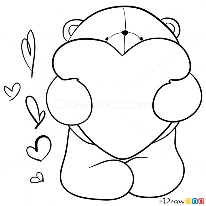 665x665 Teddy Bear Drawing With Heart Draw Cute Teddy Bear Step