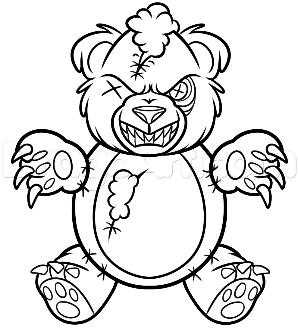 989x1100 Teddy Bear Drawing Easy How To Draw A Scary Teddy Bear, Stepstep