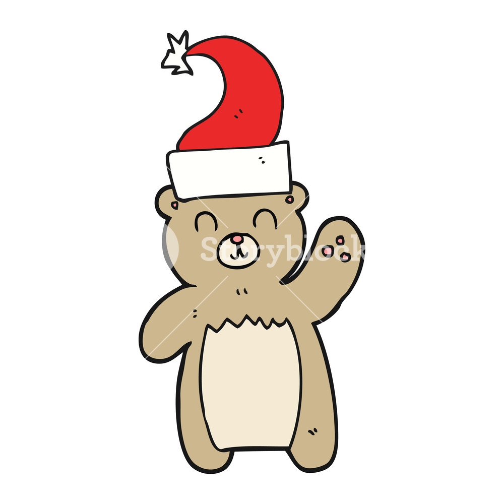 1000x1000 Freehand Drawing Of A Cartoon Teddy Bear Waving Royalty Free Stock