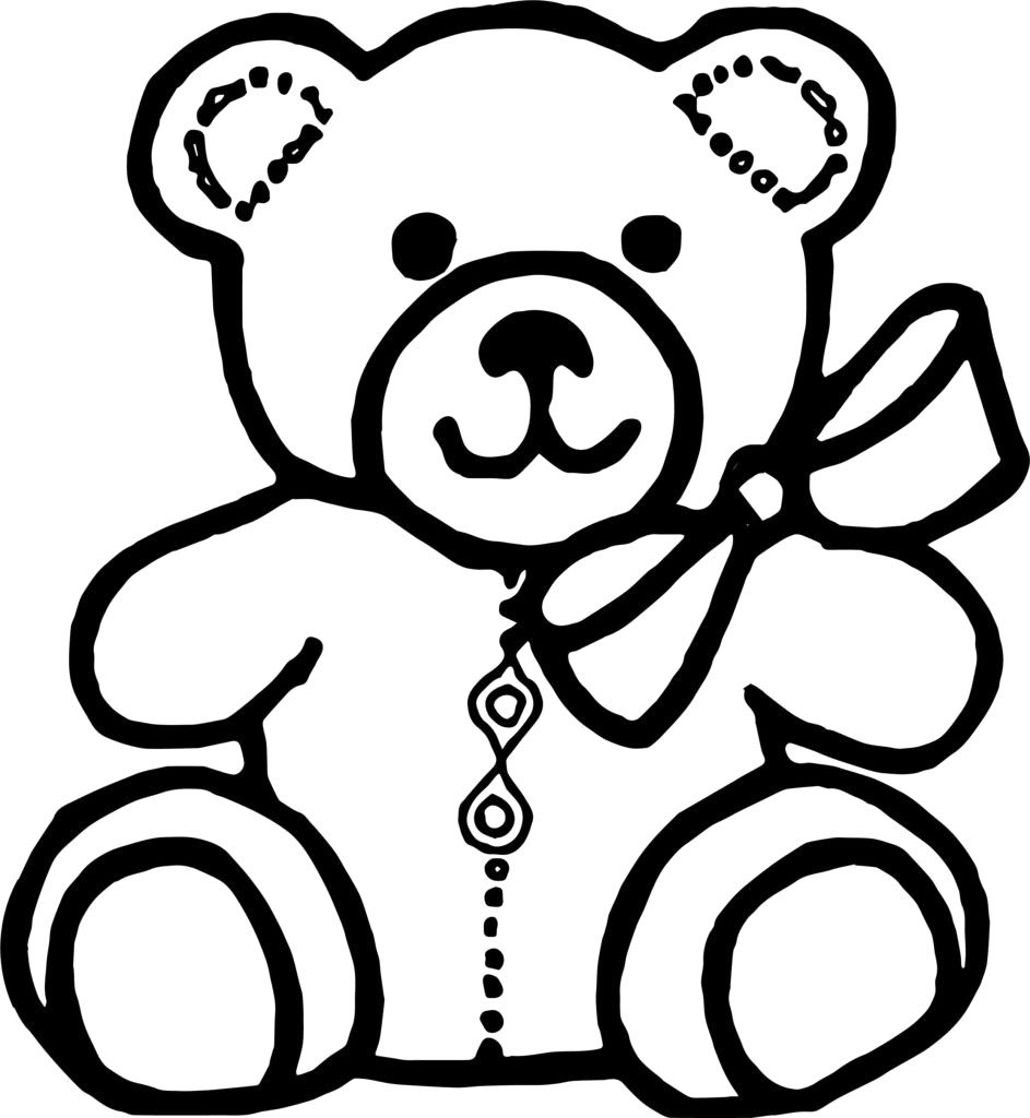 943x1024 Bear Outline Drawing Teddy Clipart Black And White