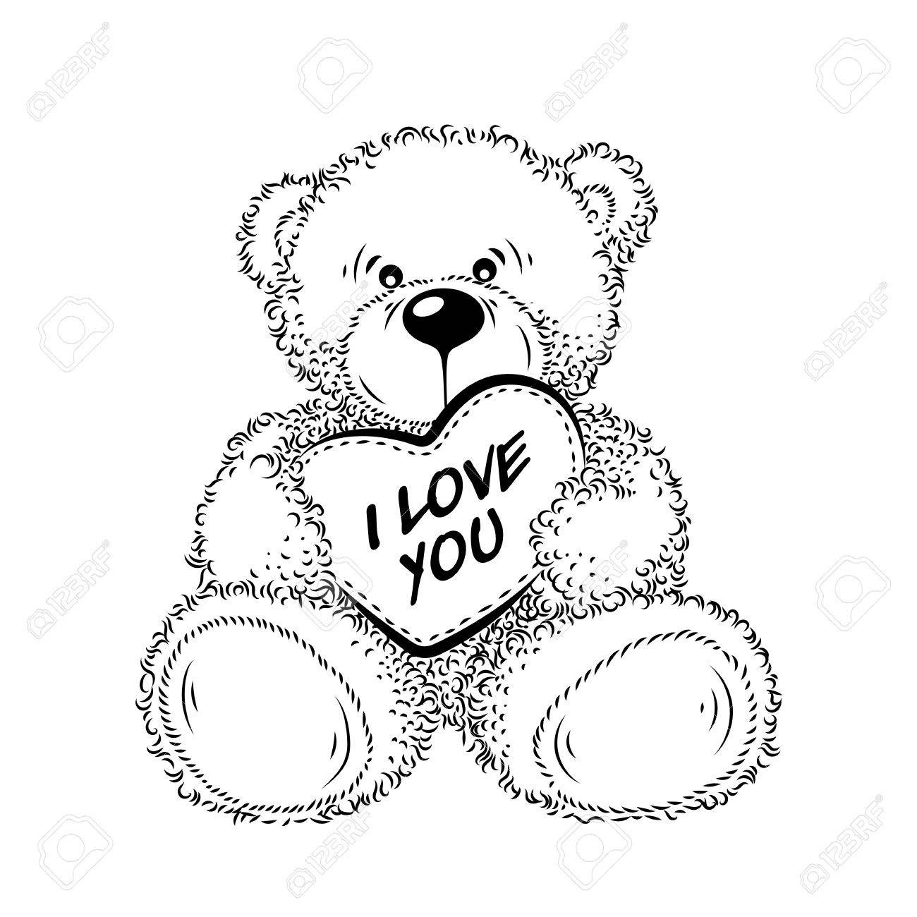1300x1300 Teddy Bear Drawing With Heart Cute Drawing Teddy Bear With Heart