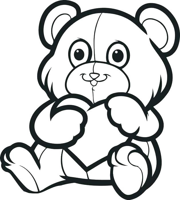 629x700 Teddy Bear Drawing With Heart Teddy Bear With Heart Coloring Pages