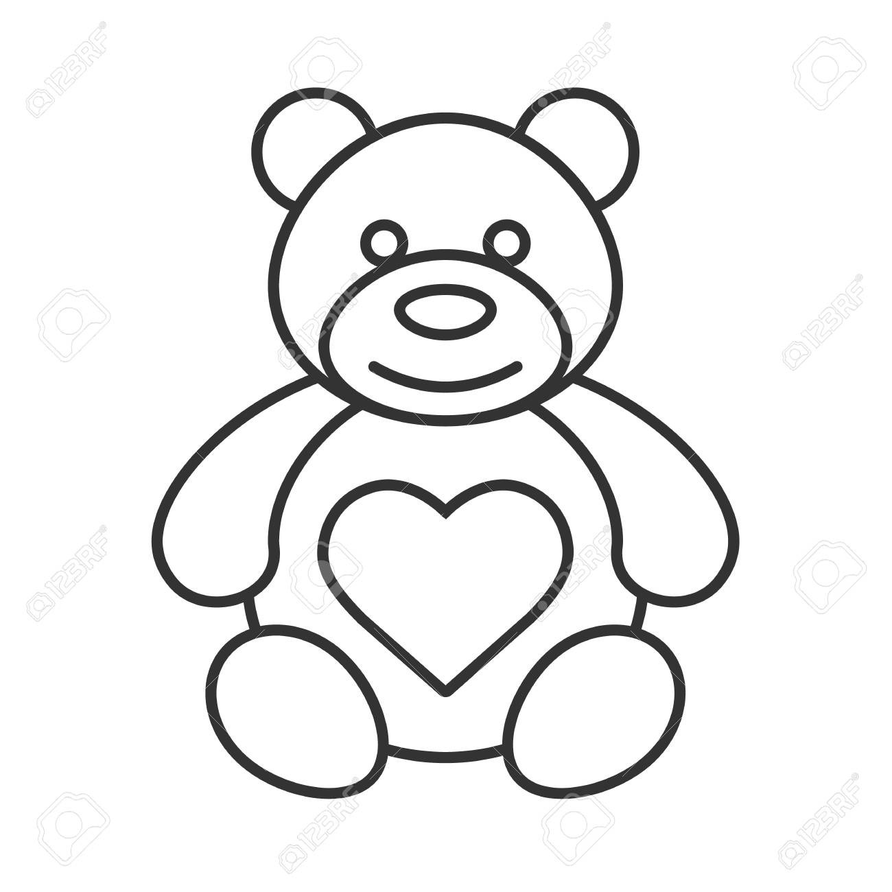 1300x1300 Teddy Bear Drawing With Heart Teddy Bear With Heart Shape Linear