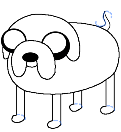 400x436 Easy Dog Drawing Easy Dog Drawing Step Drawing Jake The Dog