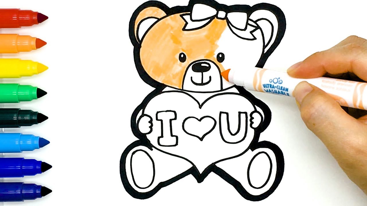 1280x720 How To Draw A Cute Teddy Bear With A Heart, Drawing And Coloring