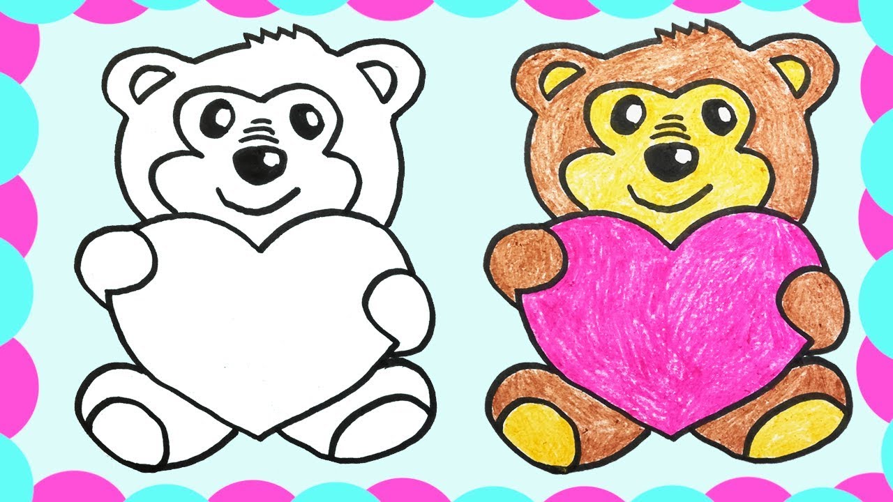 1280x720 How To Draw A Bear With Heart Kids