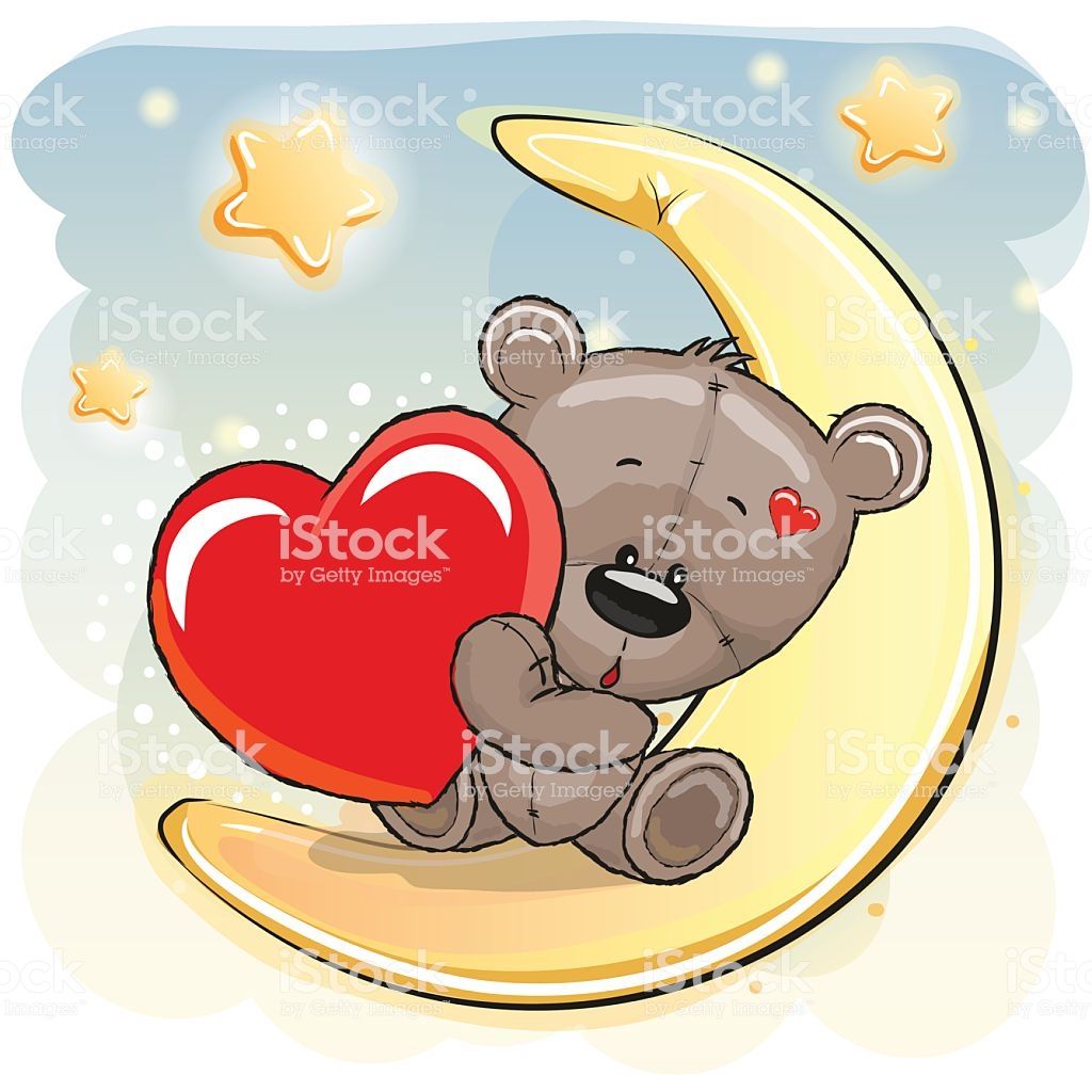 1024x1024 Cute Teddy Bear With Heart On The Moon Holiday Teddy Bear