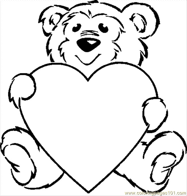 650x683 Teddy Bear Drawing With Heart Free Line Drawing Teddy Bear
