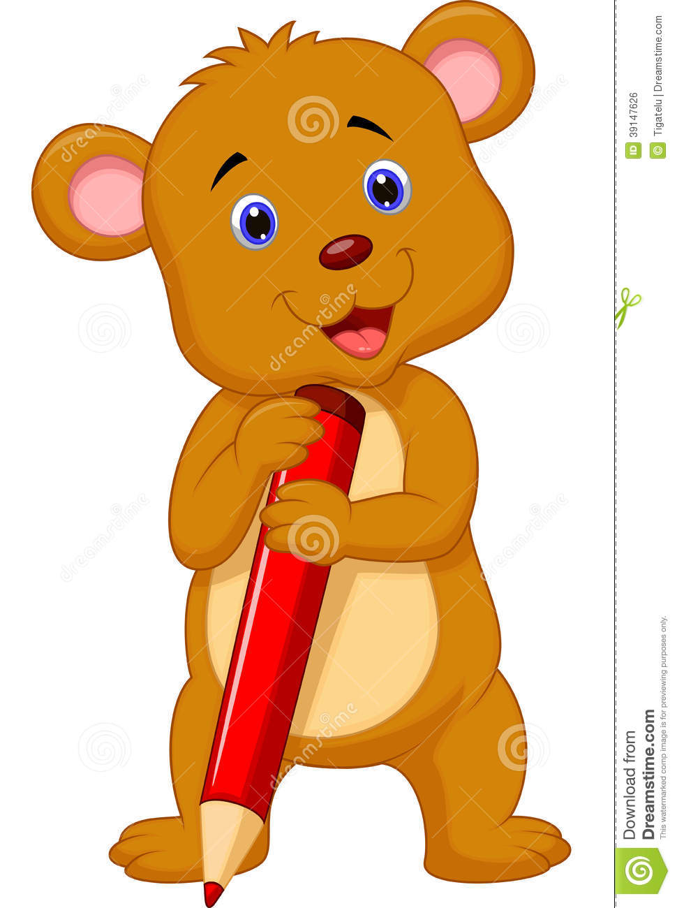970x1300 Cute Teddy Bear With Pencil Clipart