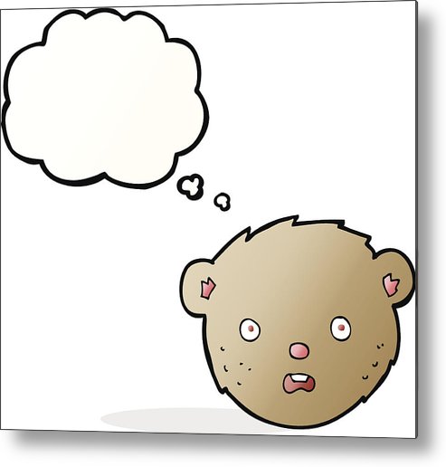 493x516 Cartoon Teddy Bear Face With Thought Bubble Metal Print