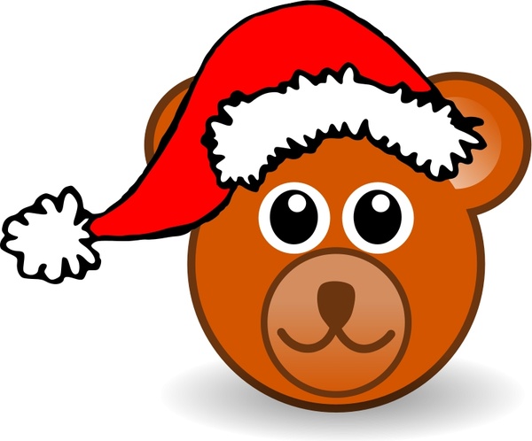 600x498 Funny Teddy Bear Face Brown With Santa Claus Hat Free Vector