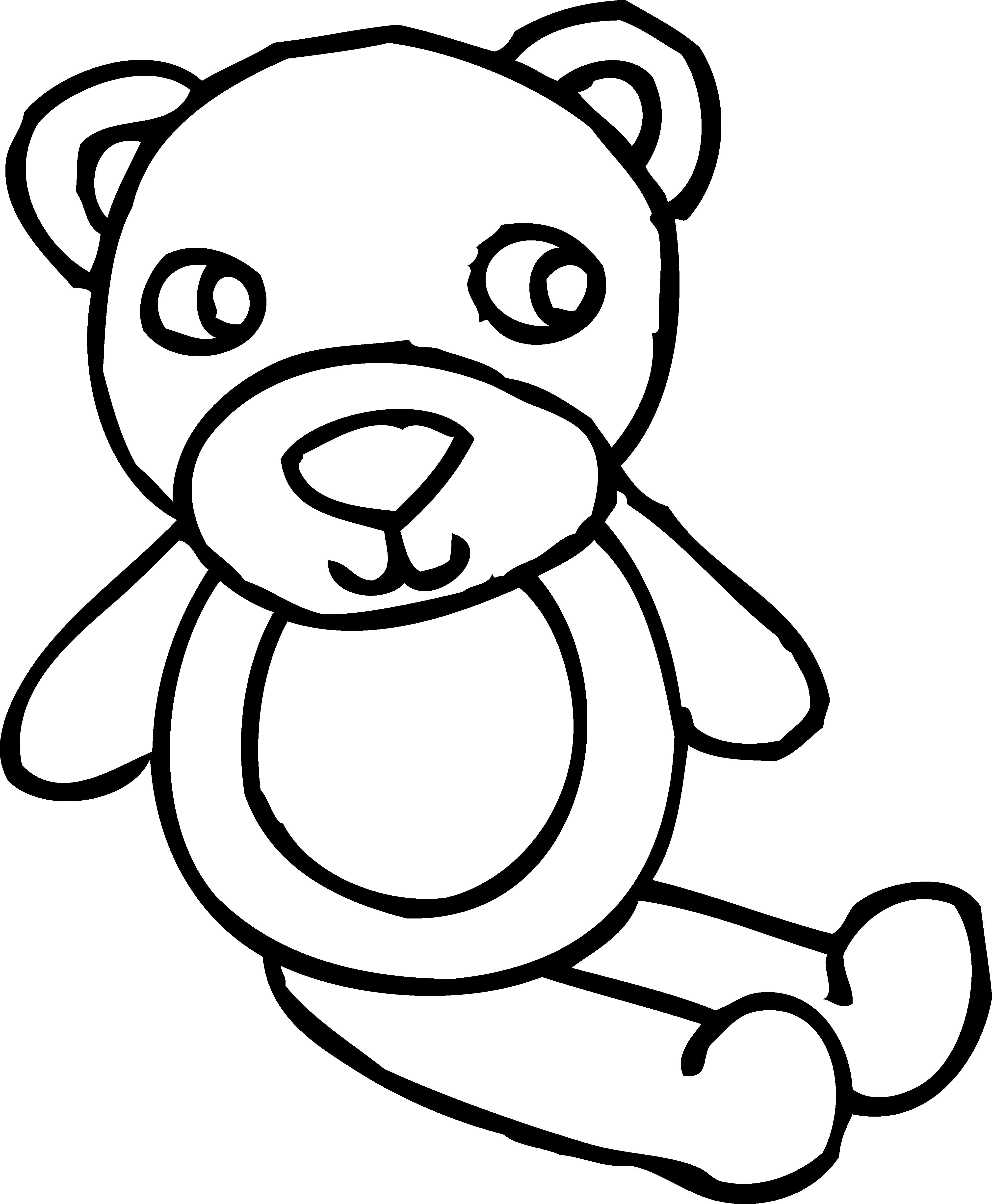 4006x4862 Teddy Bear Outline Drawing Clip Art Black And White