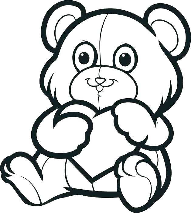 629x700 Present Teddy Bear With Heart Coloring Pages Teddy Bear