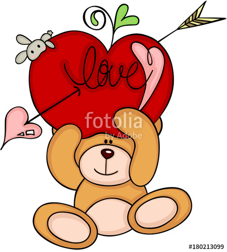 450x500 Teddy Bear Holding A Love Red Apple Of Cupid Stock Image