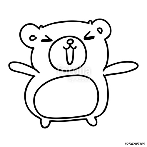 500x500 Line Drawing Kawaii Cute Teddy Bear Stock Image And Royalty Free