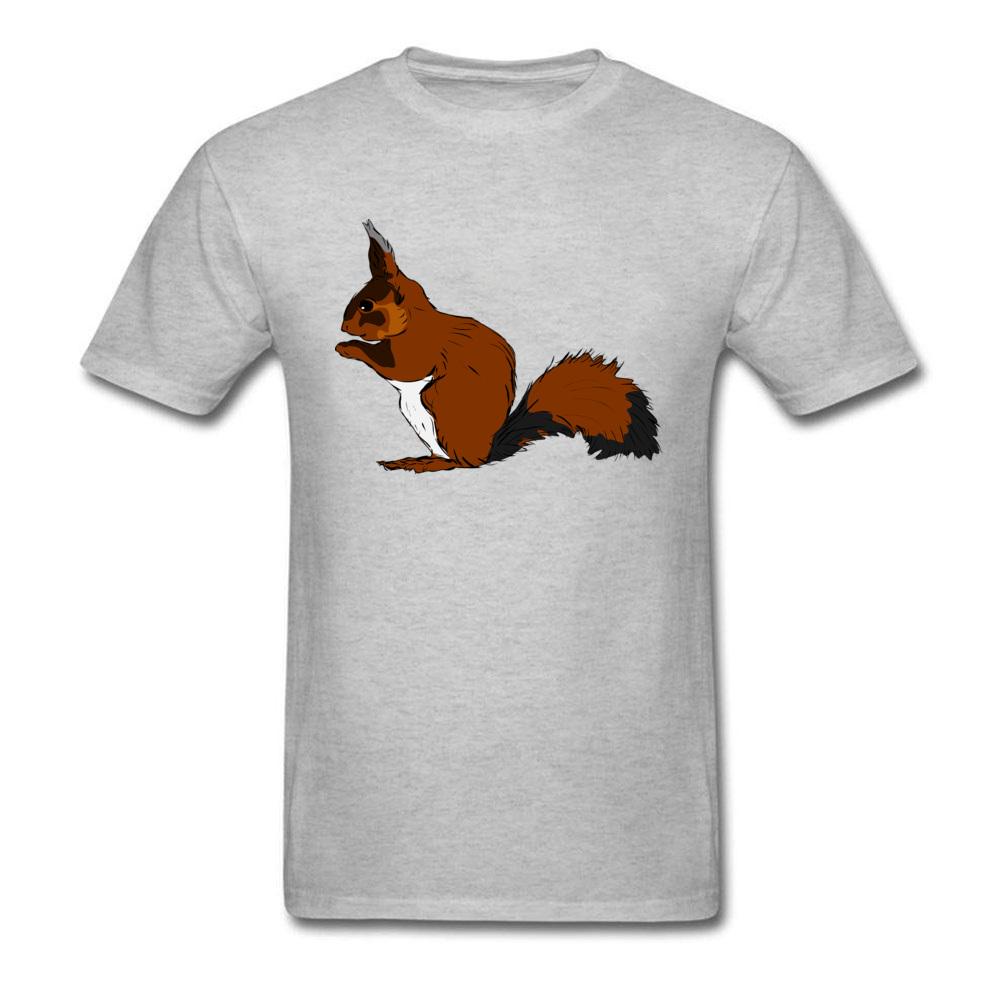 1000x1000 Little Squirrel Print On Men's Grey T Shirt Short Sleeve Cotton