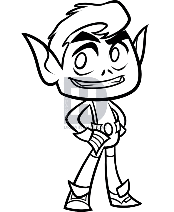 592x720 How To Draw Beast Boy From Teen Titans Go, Step