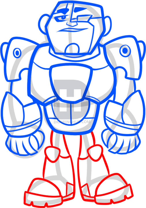 506x720 How To Draw Cyborg, Teen Titans Go, Step