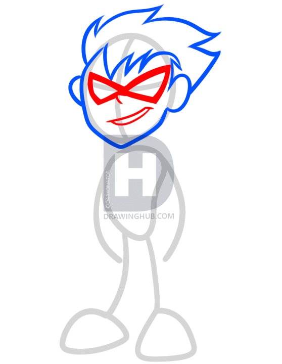 558x720 How To Draw Robin From Teen Titans Go, Step