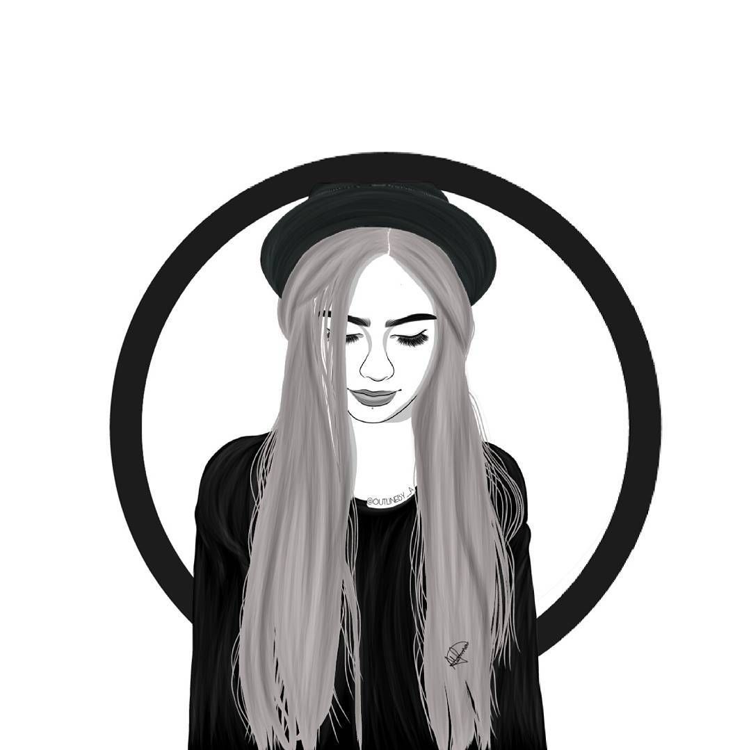 1080x1079 Outline, Outlines, Black And White, Draw, Drawing, Tumblr Girl