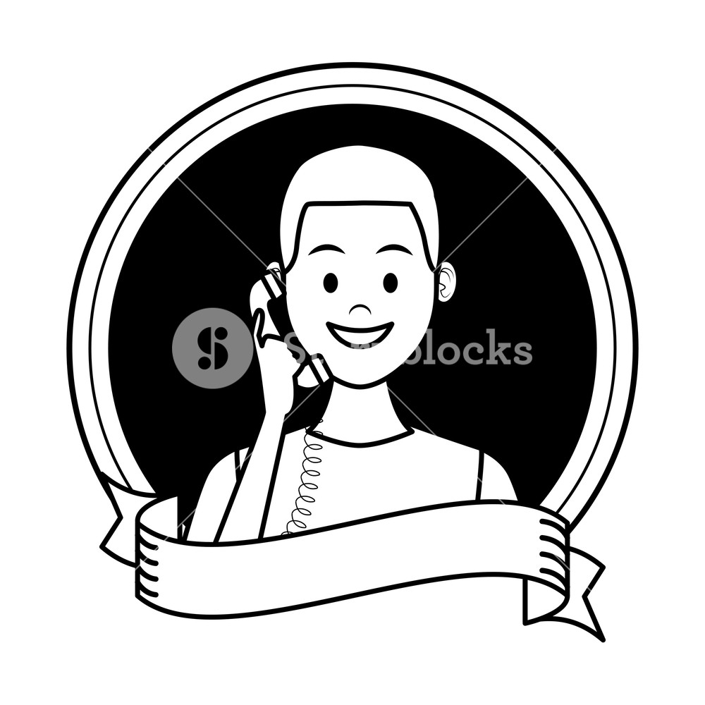 1000x1000 Costumer Support Services Man With Telephone Round Icon Drawing