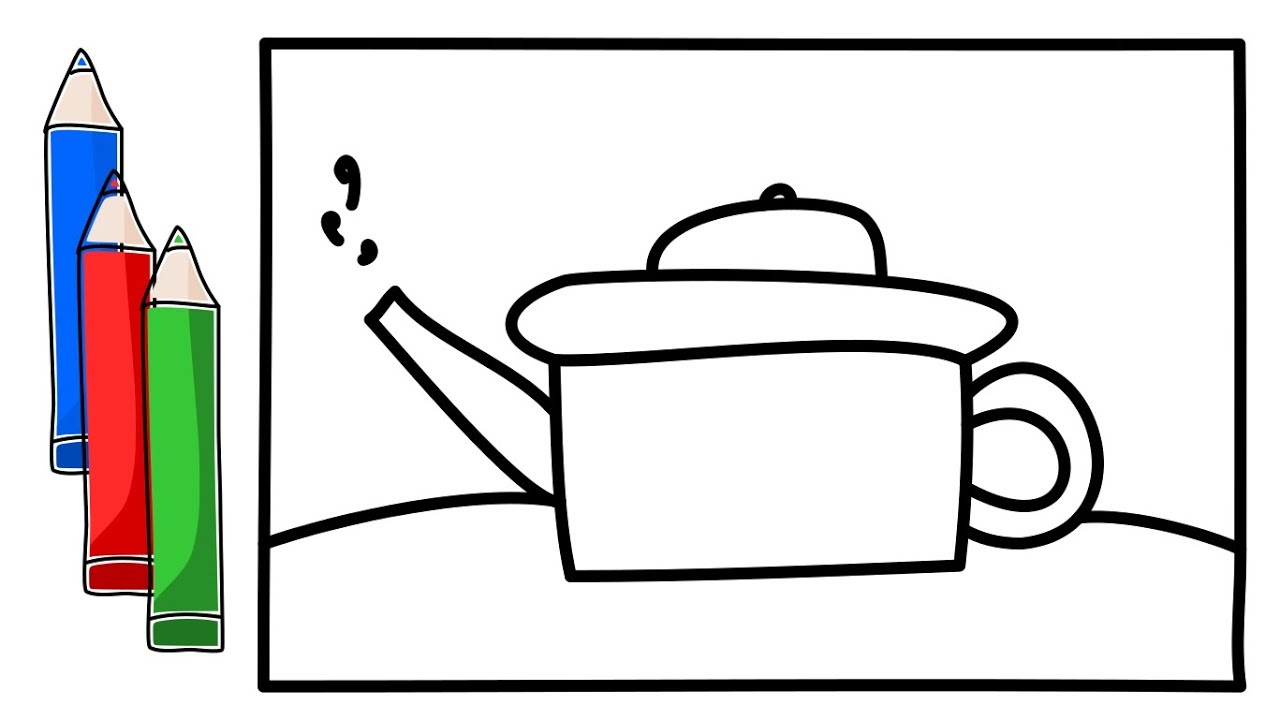 1280x720 how to drawing and coloring a tea heater telephone heart