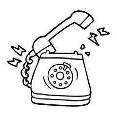 240x240 Line Drawing Cartoon Old Rotary Dial Telephone