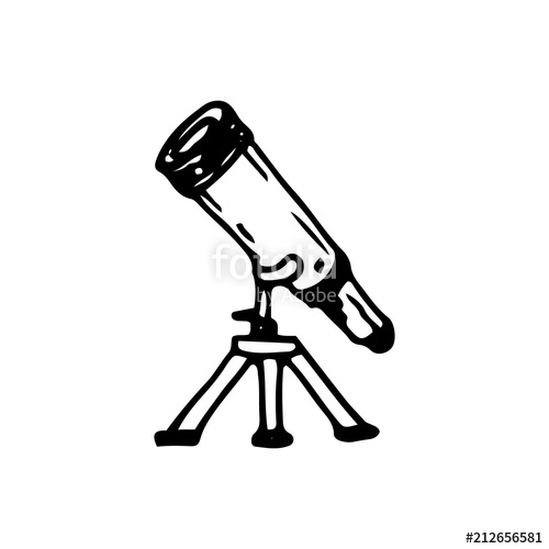 500x500 Handdrawn Telescope Doodle Icon Hand Drawn Black Sketch Sign