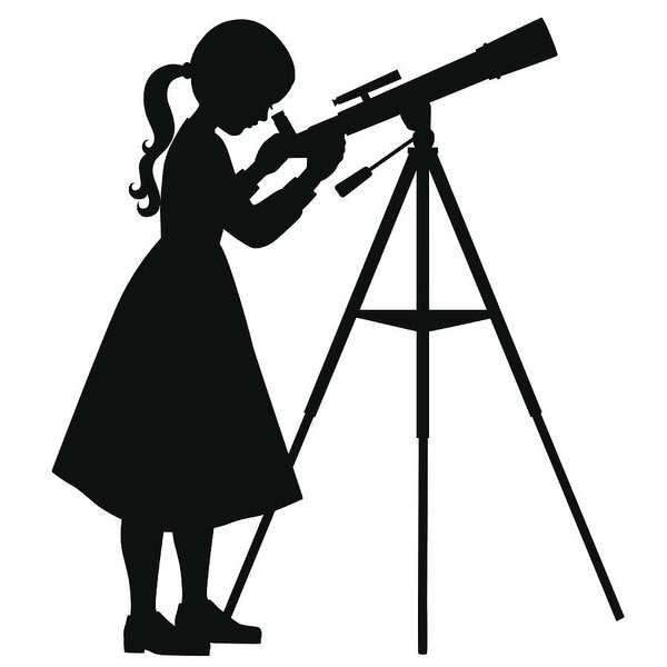 600x600 Little Girl With Telescope Art Print