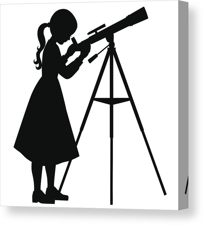 678x750 Little Girl With Telescope Canvas Print Canvas Art