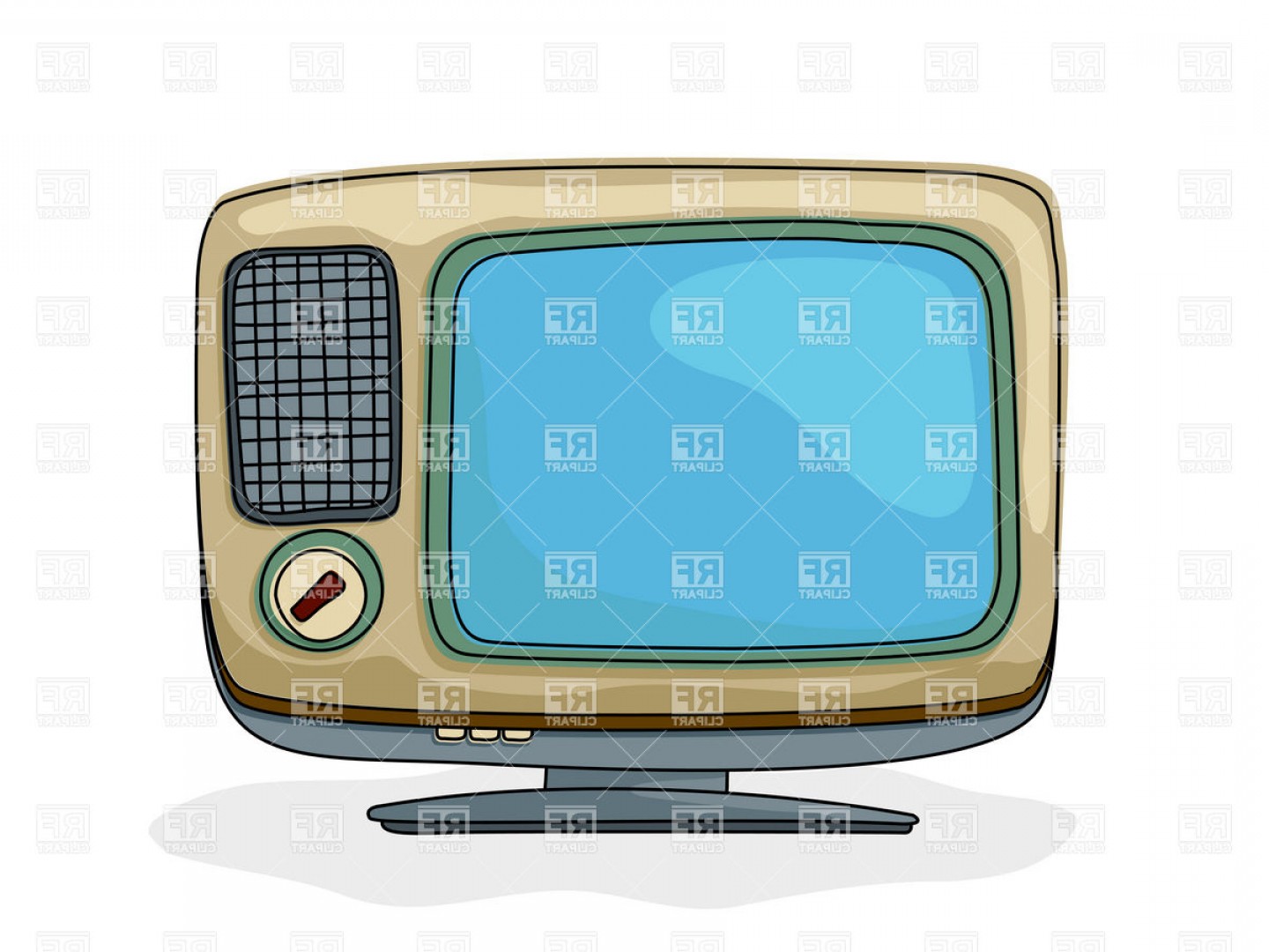1440x1080 Drawing Of Retro Style Tv Set With Blank Blue Screen Vector