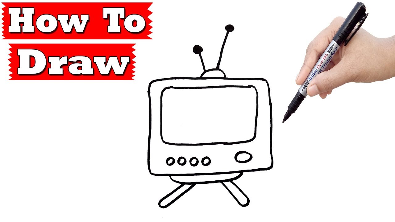 1280x720 Drawing Tutorial How To Draw Television Easy Step