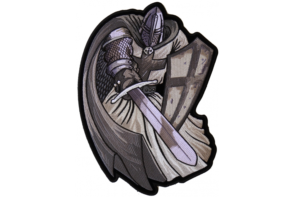 1000x667 Silver Cape Templar Knight Large Embroidered Iron On Patch