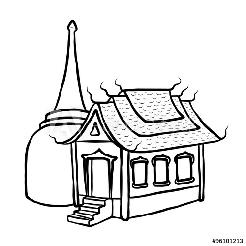 500x500 Temple And Pagoda Cartoon Vector And Illustration, Black
