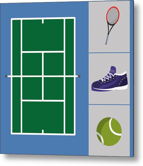 493x572 Tennis Court With Sneakers And Ball With Racket Objects To Play