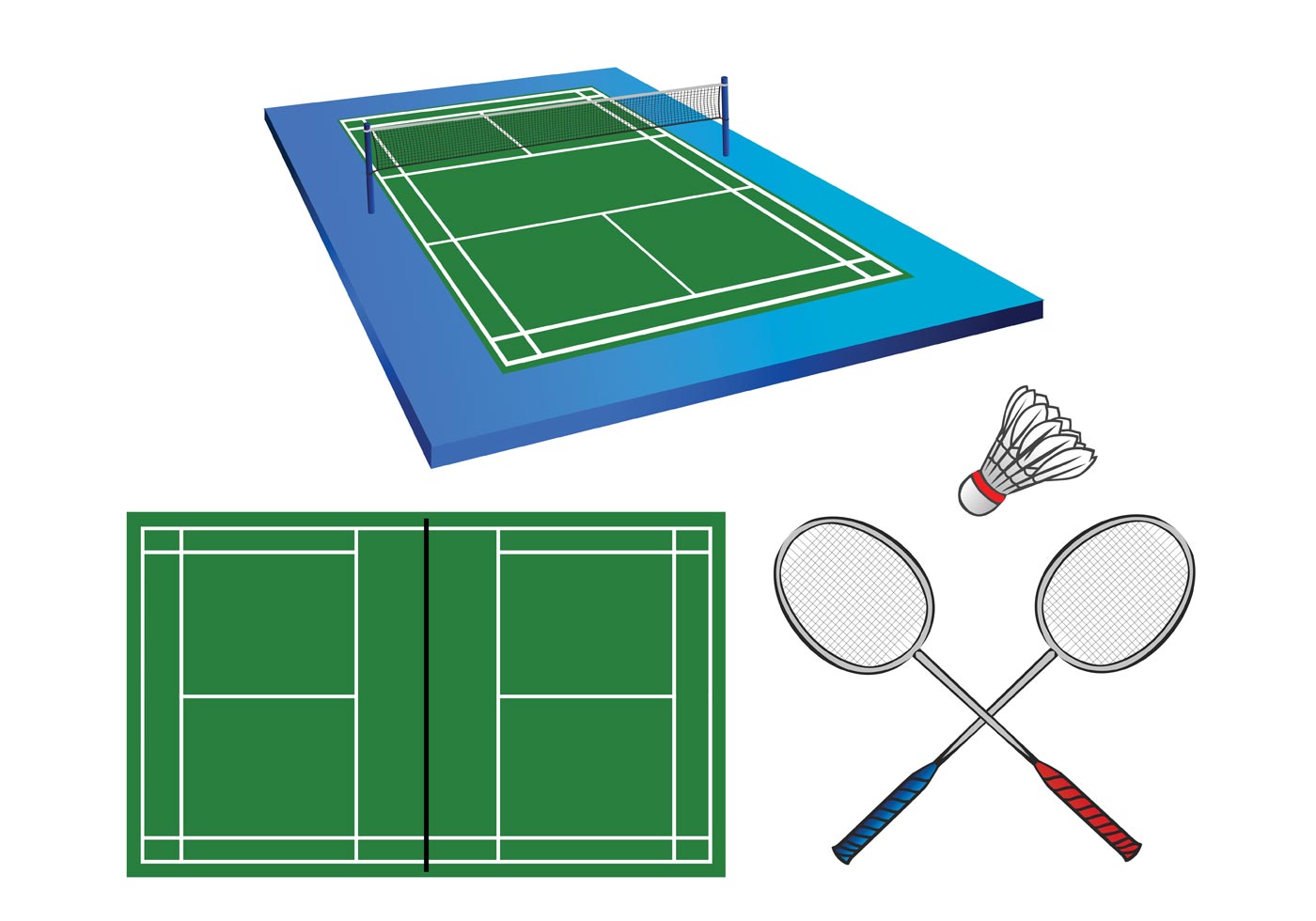 1400x980 Badminton Court Vectors