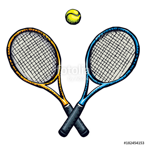 500x500 Tennis Racket And Ball Vector Drawing Stock Image And Royalty