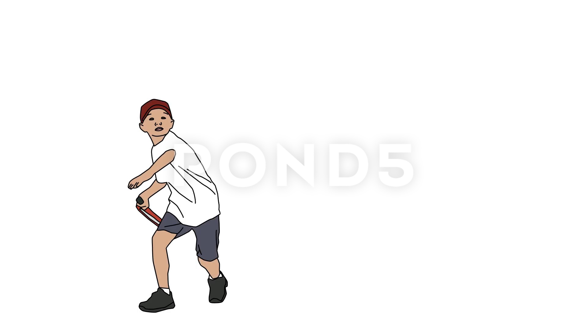 1920x1080 Animated Drawing Of Young Male Tennis Player Lines Up To Hit Ball