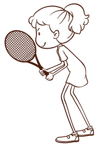 207x300 A Plain Drawing Of A Tennis Player On A White Background Royalty