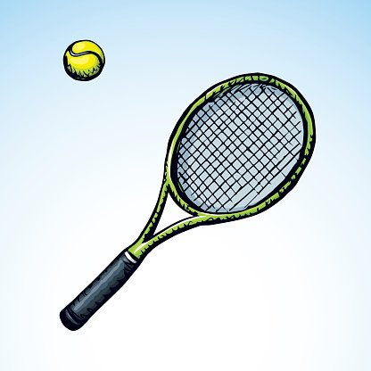 416x416 Tennis Racket And Vector Drawing Premium Clipart