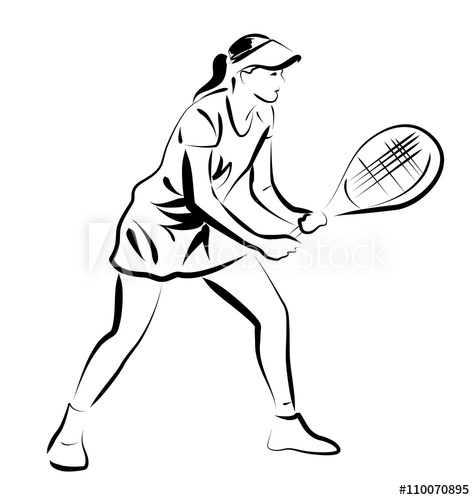 475x500 Vector Line Sketch Of Tennis Player