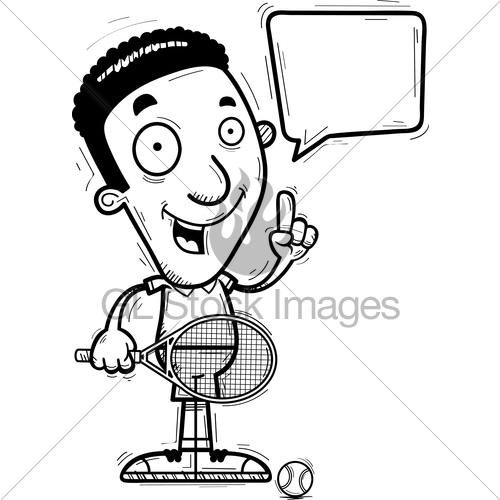 500x500 Cartoon Black Tennis Player Talking Gl Stock Images