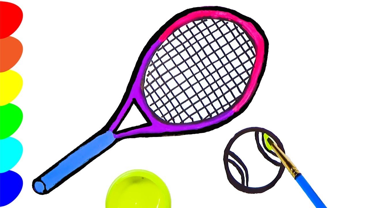 1280x720 Miach Tennisnyj I Raketka Narisovat I Raskrasit Tennis Ball