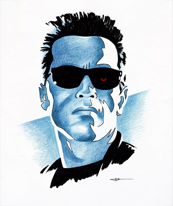 585x697 bad asses in terminator movies, art
