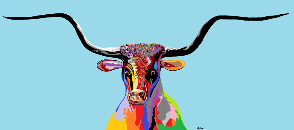 1000x444 Texas Longhorn Animal Canvas Print