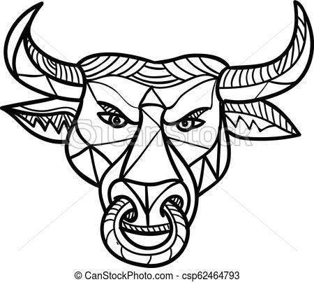 450x403 Texas Longhorn Bull Head Mosaic Mosaic Low Polygon Style