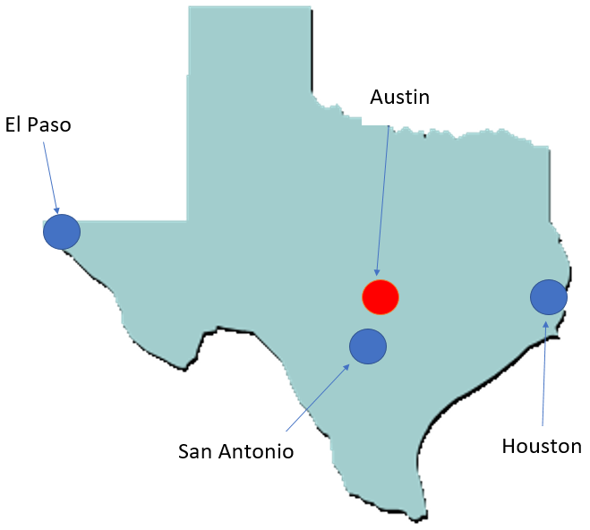 659x592 Map Of Houston And Austin Texas Download Them And Print