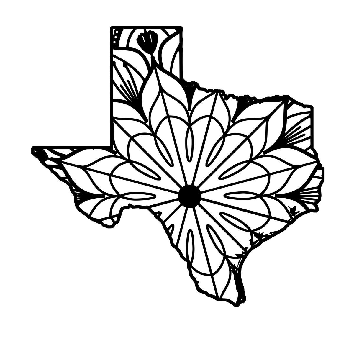1200x1200 Texas Map Mandala