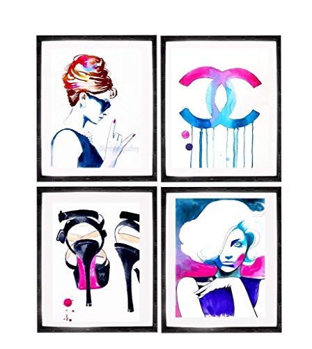 448x500 Set Of Fashion Art Prints Colorful Salon Decor Hot